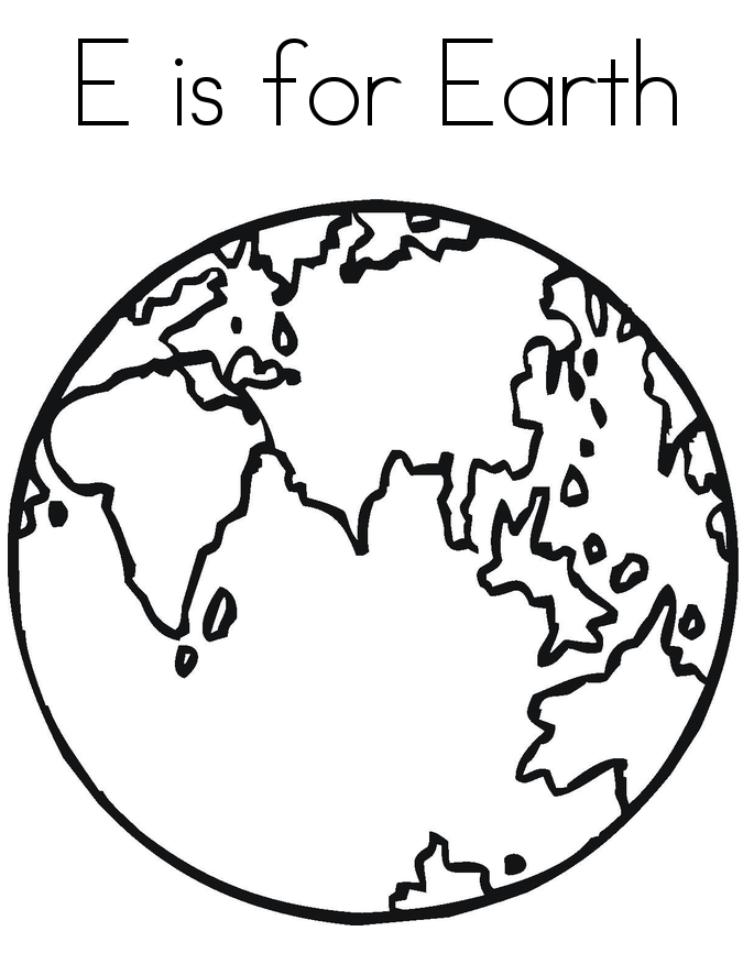 e is for earth coloring pages for kids to print out - Coloring Point