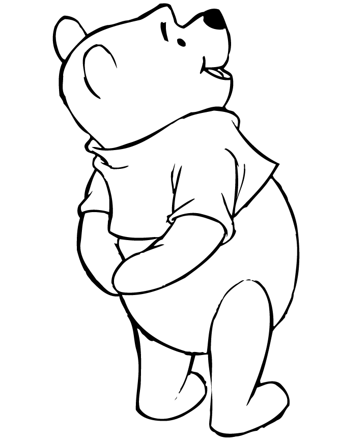 Pooh Bear Looking Up Coloring Page | Free Printable Coloring Pages