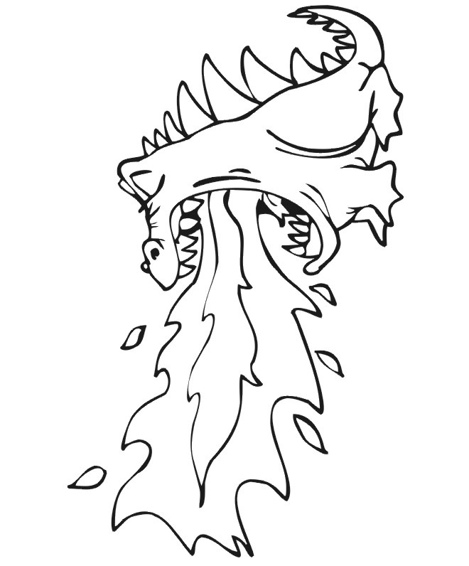 Dragon Coloring Page | Short Fire Breathing Fire