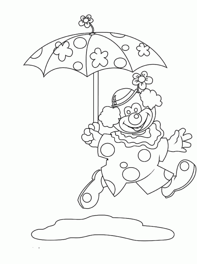 Printable Kitty Cat And Frog In Umbrella Coloring Pages Umbrella