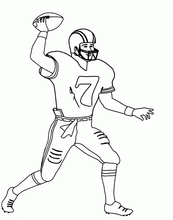 Football Player Holding The Ball On Game Coloring Pages - Football