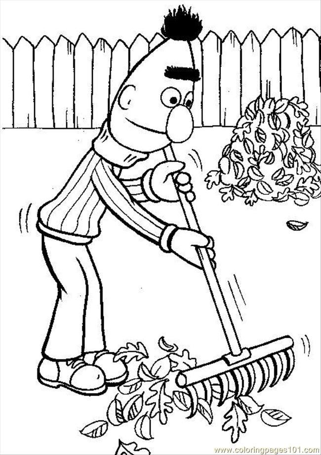 Coloring Pages Bert Leaves (Cartoons > Sesame Street) - free