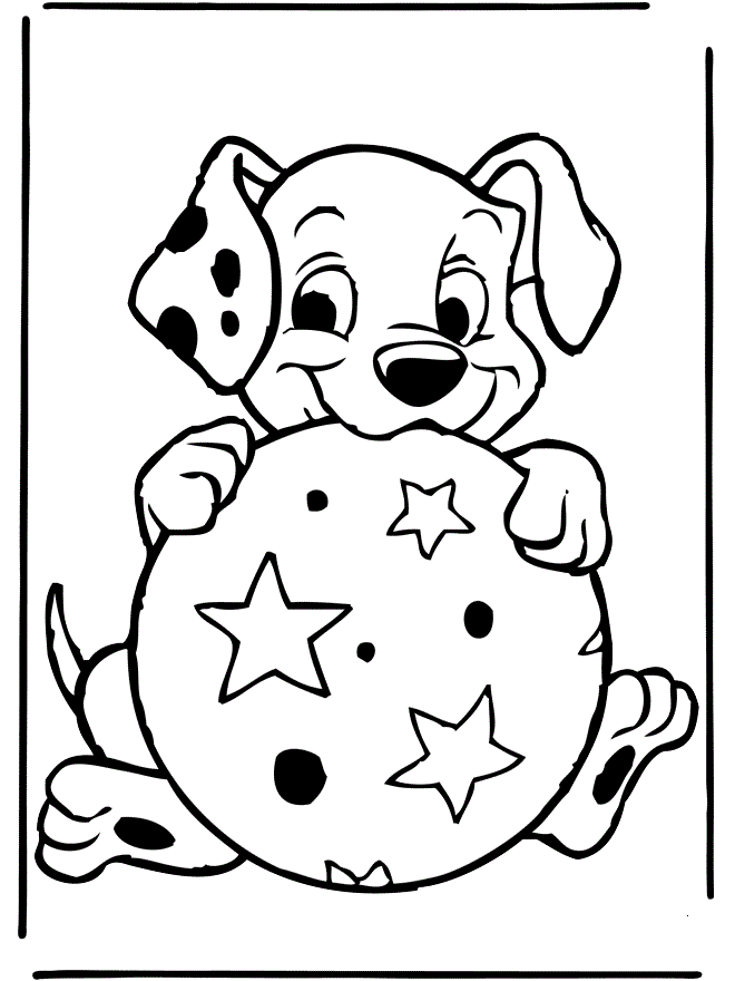 Dalmatian With a Ball Coloring Page | Kids Coloring Page