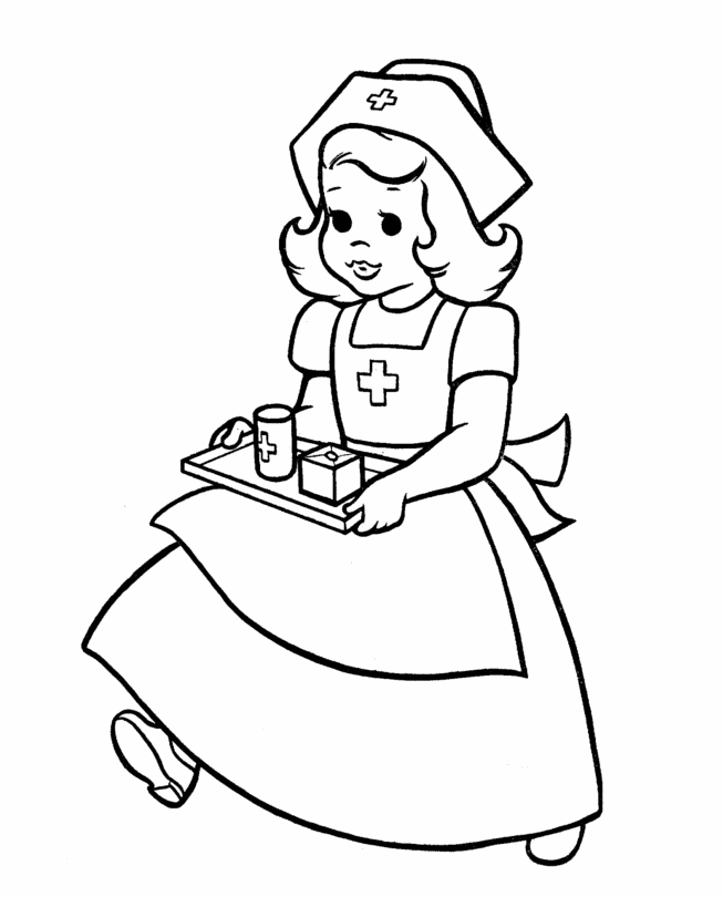 doctor or nurse with boy Colouring Pages