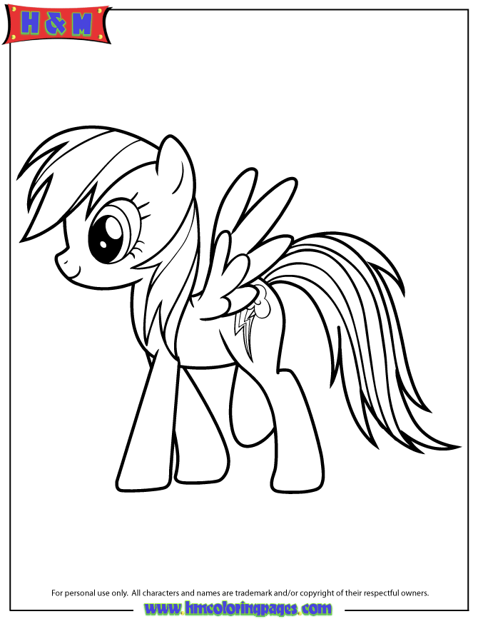 Rainbow Dash My Little Pony Cartoon Coloring Page | Free Printable