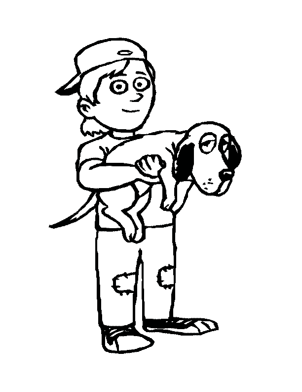 dog and boy coloring pages