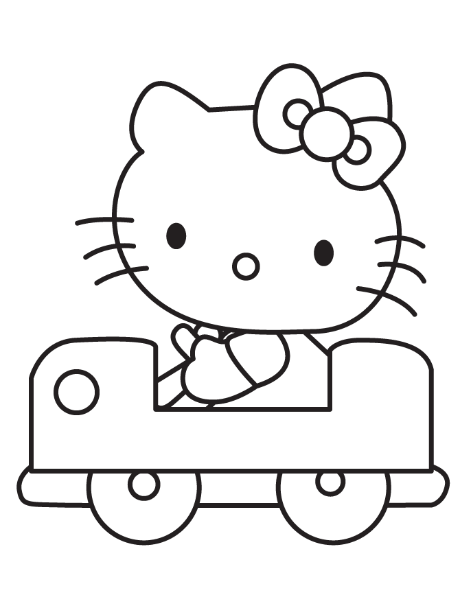 Sanrio Hello Kitty Driving Car Coloring Page - 69ColoringPages.com