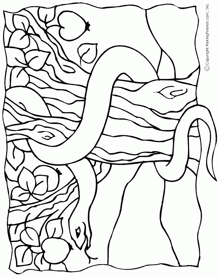 Snake in the Garden of Eden Coloring Page