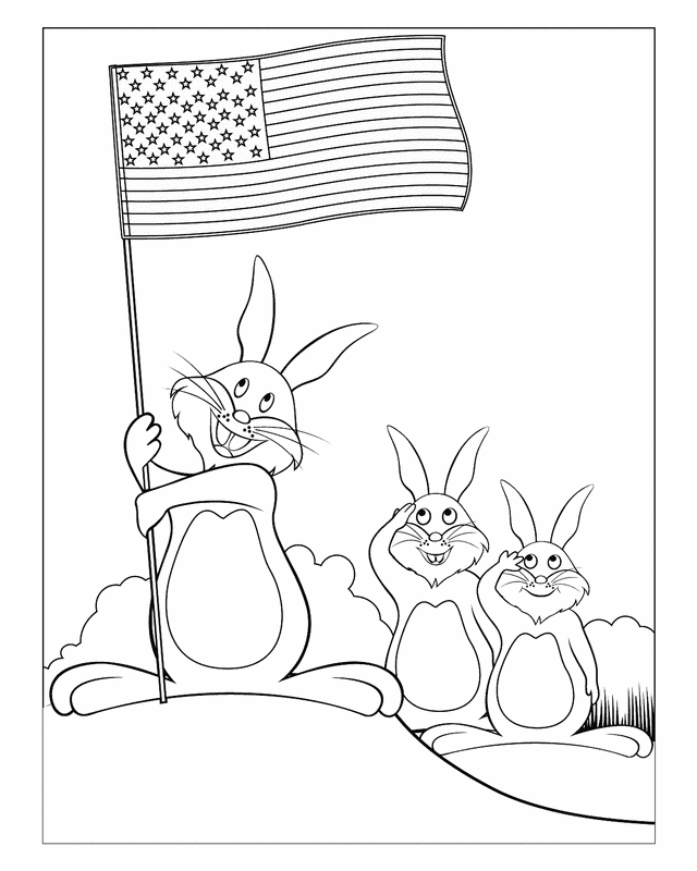 Labor Day Bunny - Free Printable Coloring Pages