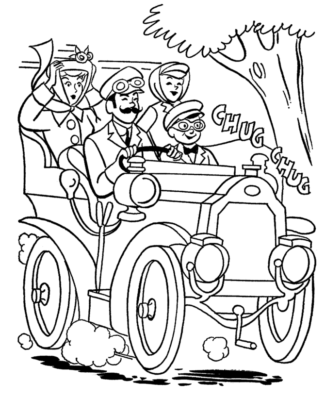 Grandparents Day Coloring Pages - Grandparents old car coloring
