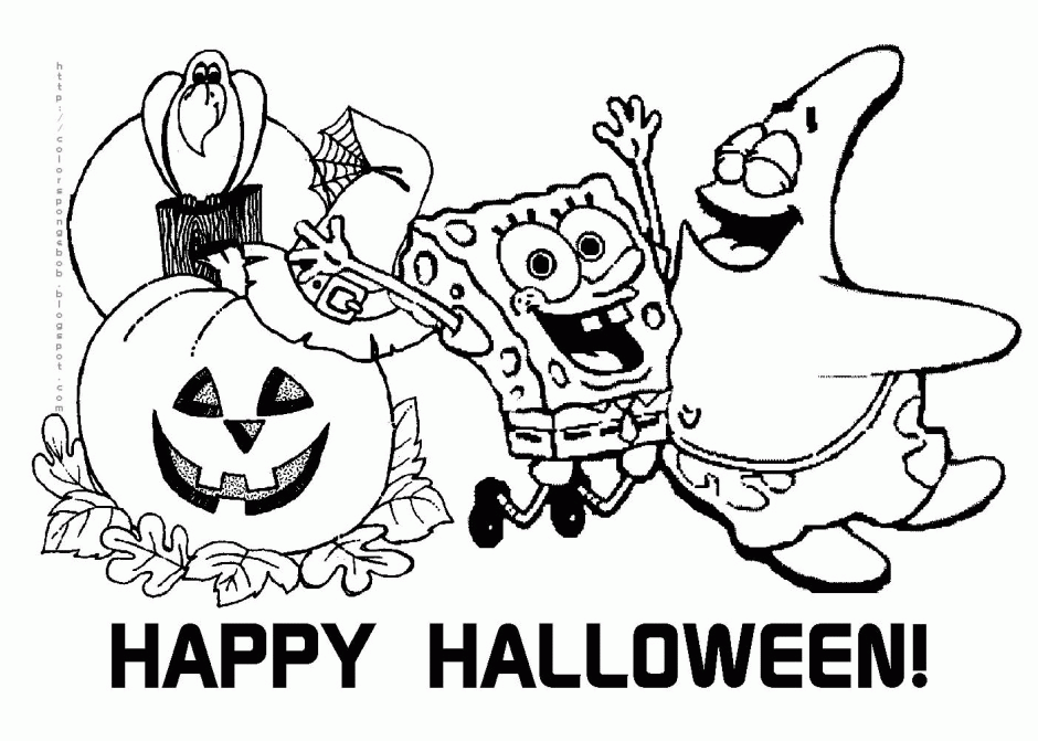 Spongebob And Patrick Happy Halloween Coloring Pages Halloween