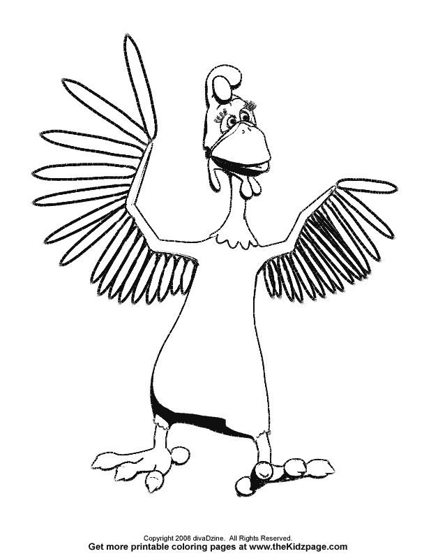Cartoon Rooster Free Coloring Pages for Kids - Printable Colouring