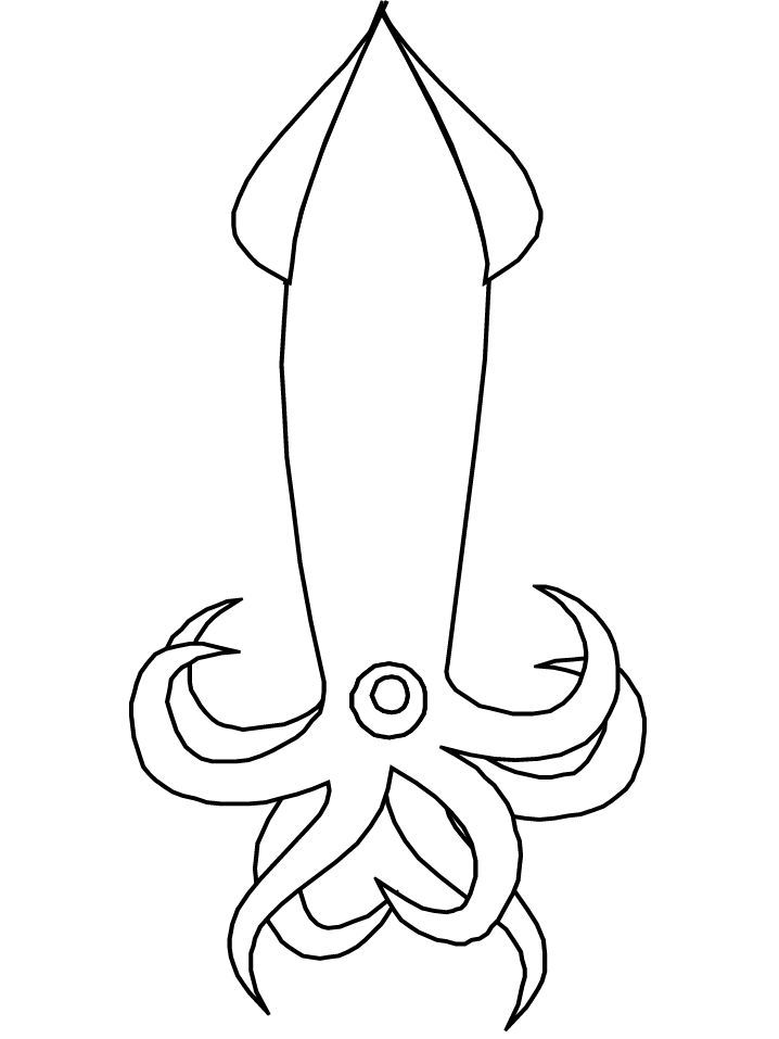 Printable Ocean Squid Animals Coloring Pages 