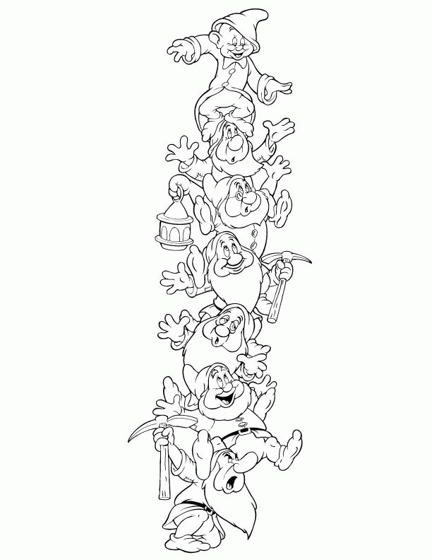 Kids Under 7: Snow White and the Seven Dwarfs Coloring Pages