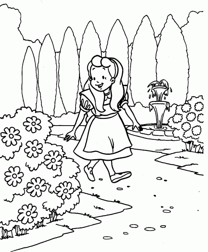 ALice Plays On Her Environment Coloring Pages - Alice in