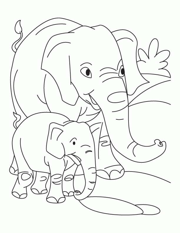 Elephant with Baby Elephant coloring pages | Download Free