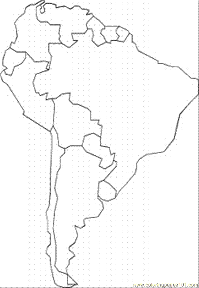 Coloring Pages South America (Education > Maps) - free printable