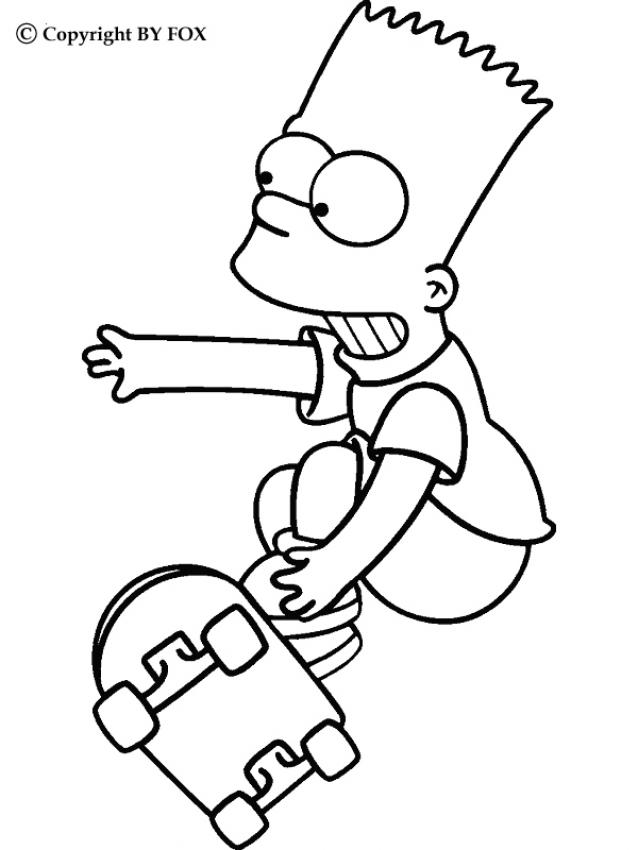 BART coloring pages - Bart and his skateboard