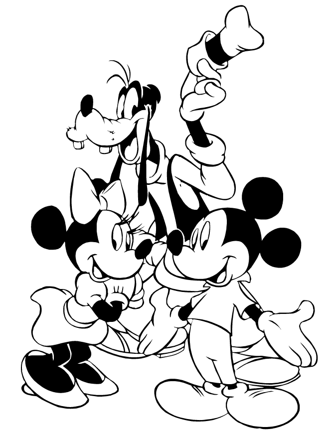 Happy Classic Mickey And Minnie Mouse Coloring Page | Free