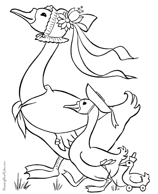 Easter Coloring Pages of Ducks - 002