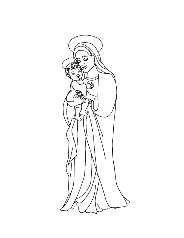 Coloring Pages - Mary and Child
