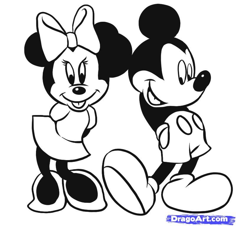 How to Draw Mickey and Minnie, Step by Step, Disney Characters