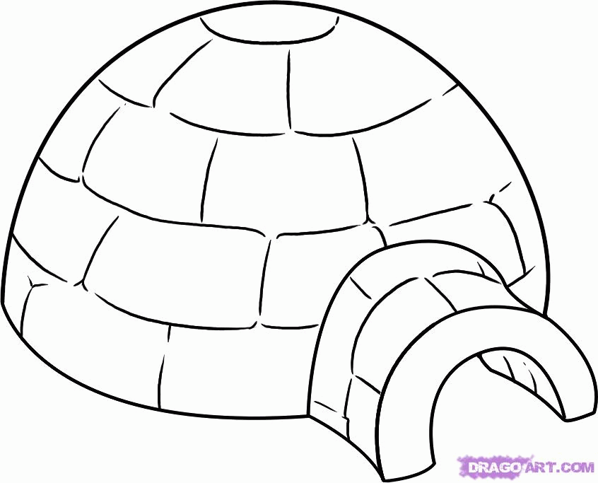 How to Draw an Igloo, Step by Step, Buildings, Landmarks & Places