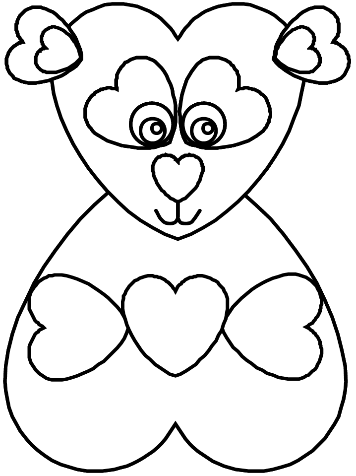 Printable Heartpanda Valentines Coloring Pages 