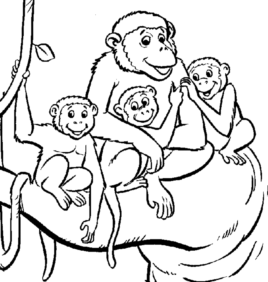 Monkey Coloring Pages For Kids Printable | Animal Coloring pages ...