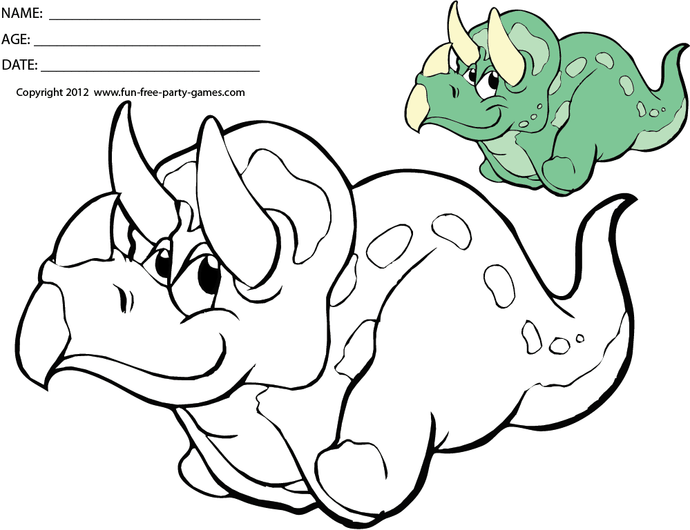Free Dinosaur Coloring Sheets: Cartoon Dinosaur Triceratops! by ...