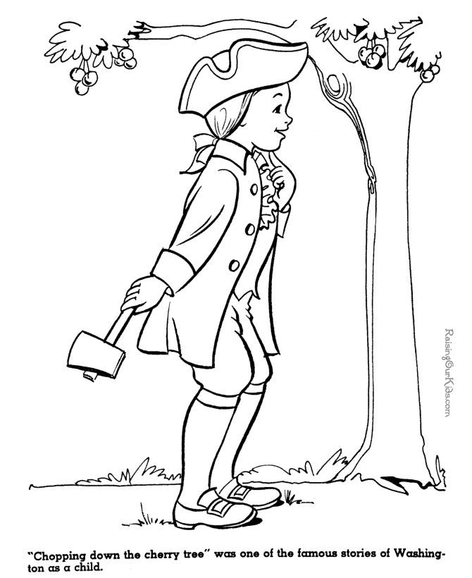George Washington and cherry tree coloring page 017
