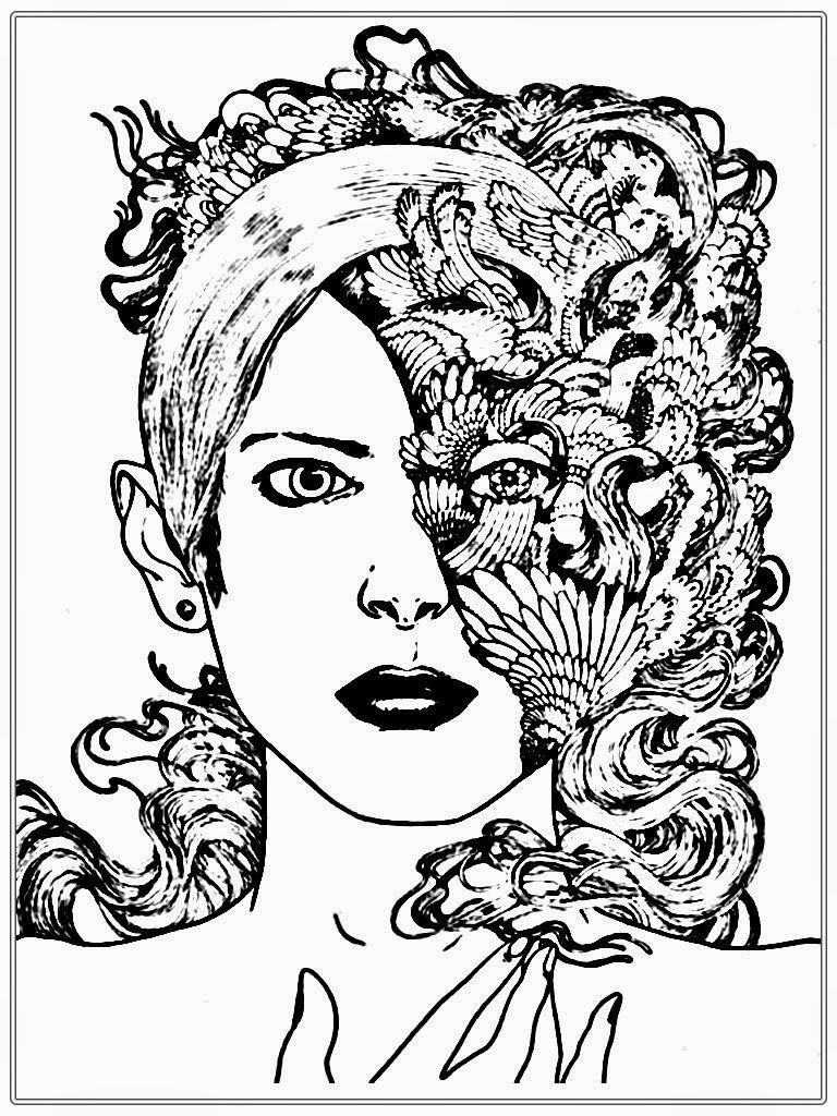 Coloring Pages: Coloring Pages Pictures of Women Skull
