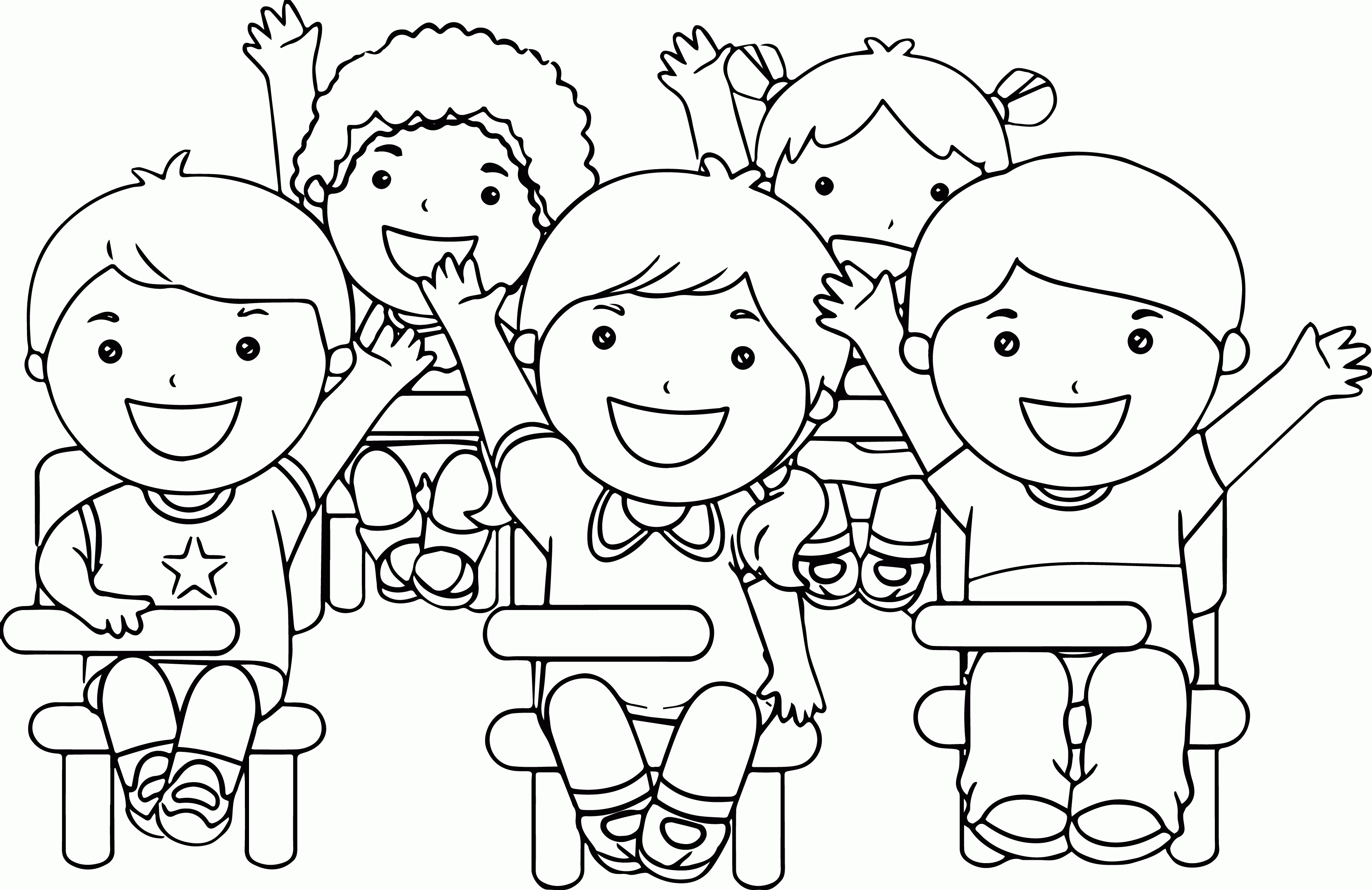 At The School Children Coloring Page | 