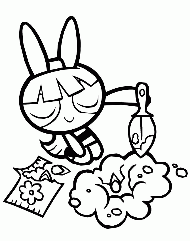 Blossom Powerpuff Girls With Rabbits Coloring Book Coloring Pages ...