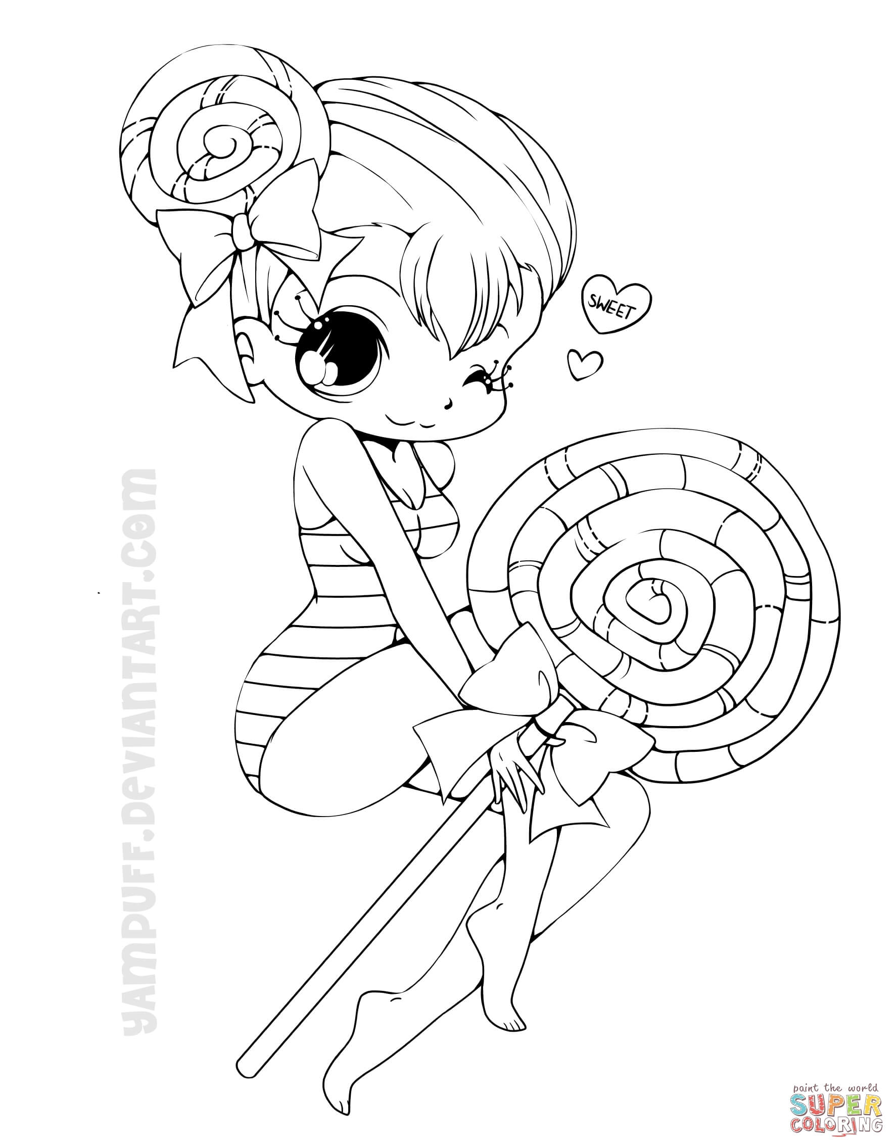 35 Most Magic Chibi Lollipop Girl Coloring Page Free Anime ...