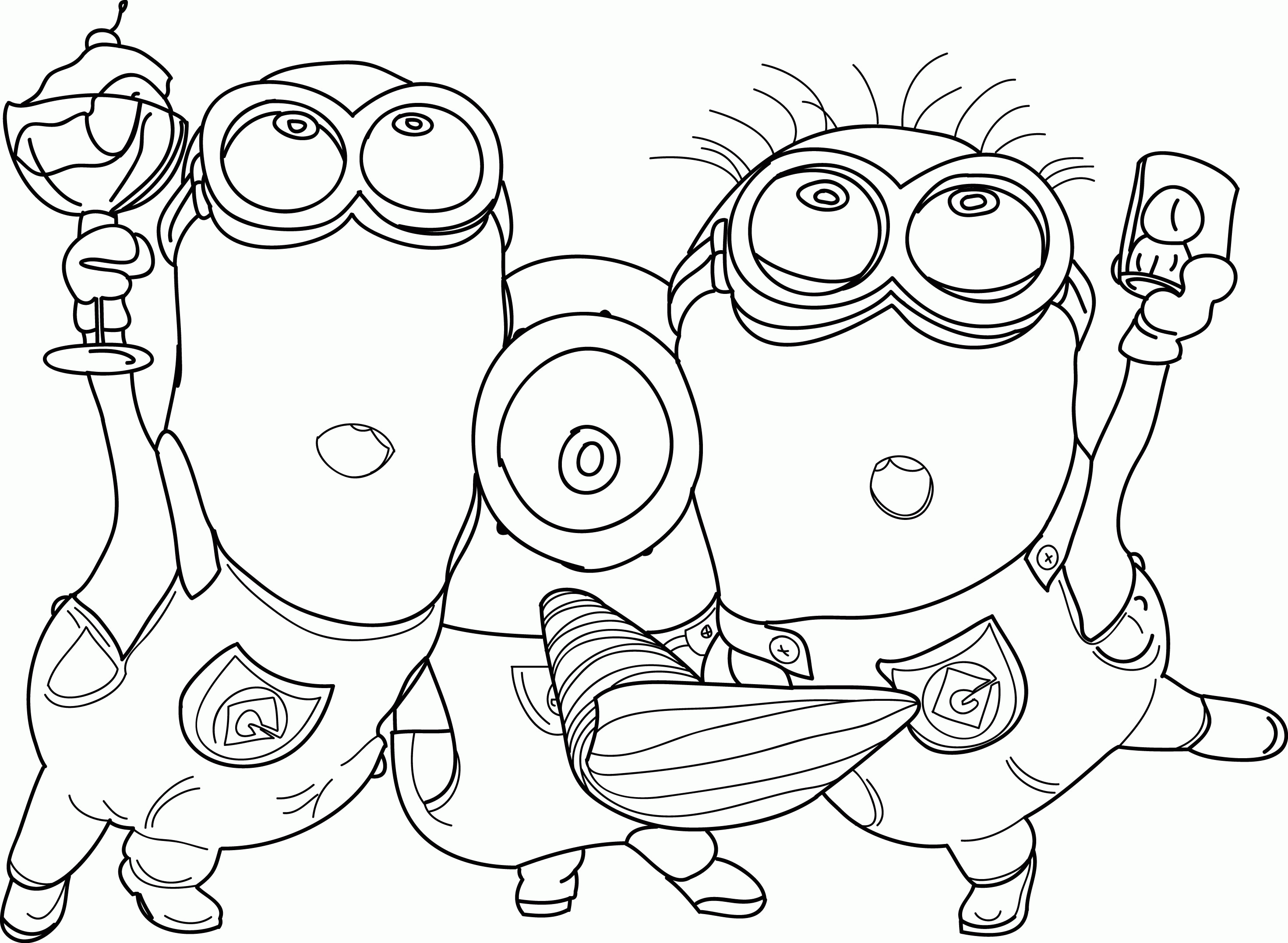 Despicable Me 2 Minions Party Time Coloring Page | 
