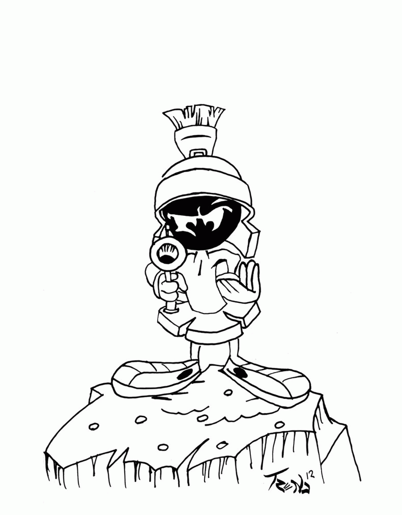 Cartoon Marvin the Martian Coloring Pages for Kids - Coloring Labs
