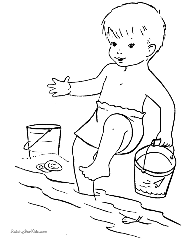 Free beach coloring book page