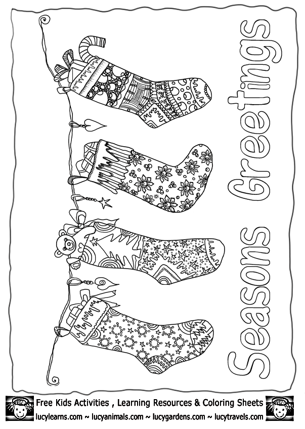 Christmas Stocking Coloring Page Template Collection, Xmas