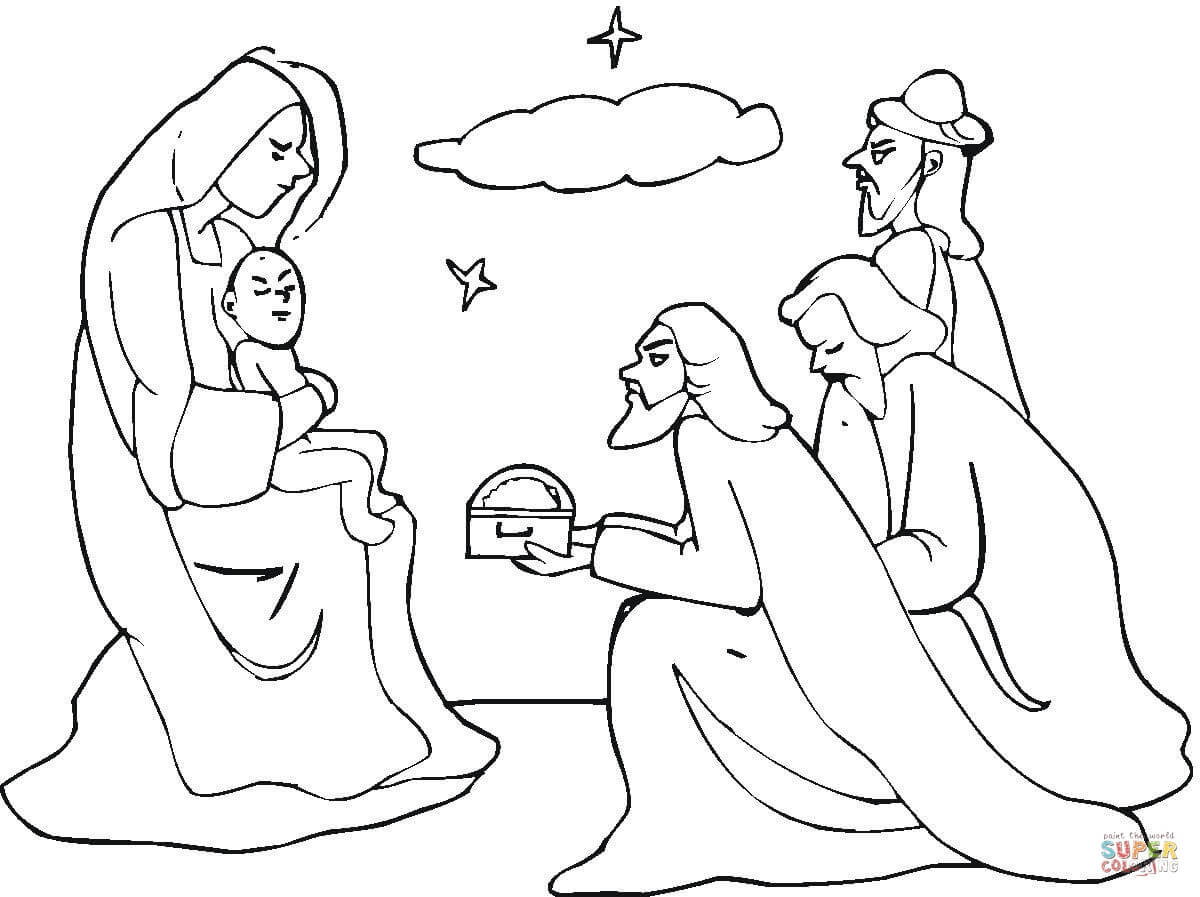 Three Wise Men Came To See Jesus coloring page | Free Printable ...