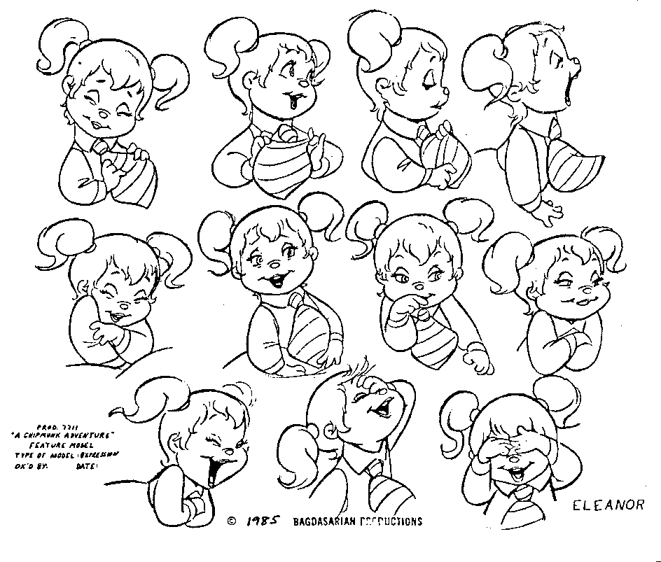 Model Sheets for the Chipmunks and Chipettes