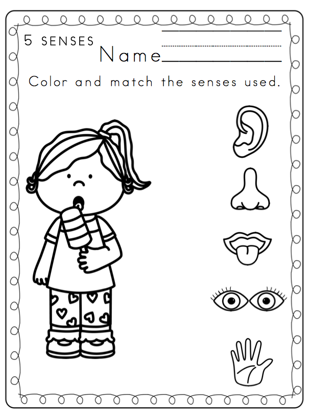 Preschool Printables: Toddler 5 Senses Printable Coloring Page