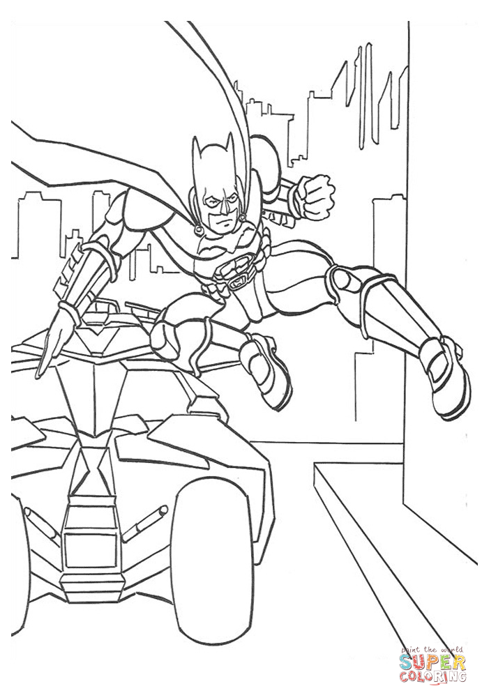 Batman Jumps out of His Car coloring page | Free Printable ...