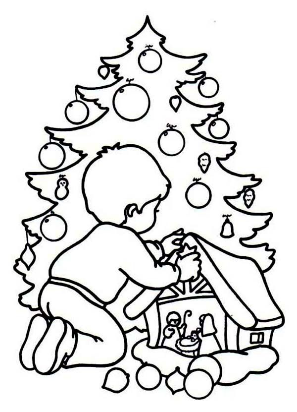 A Kid Playing a Christmas Game Coloring Page - Download & Print ...