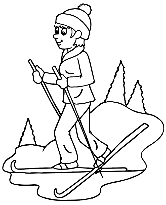 Cross Country Skiing Coloring Page Images & Pictures - Becuo