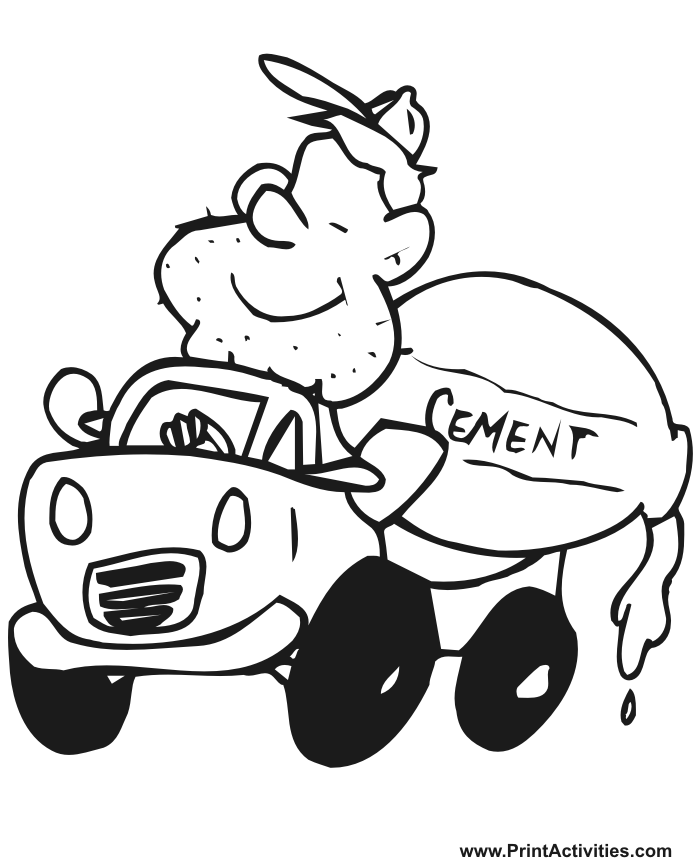 Truck Coloring Page | Cement Mixer 3