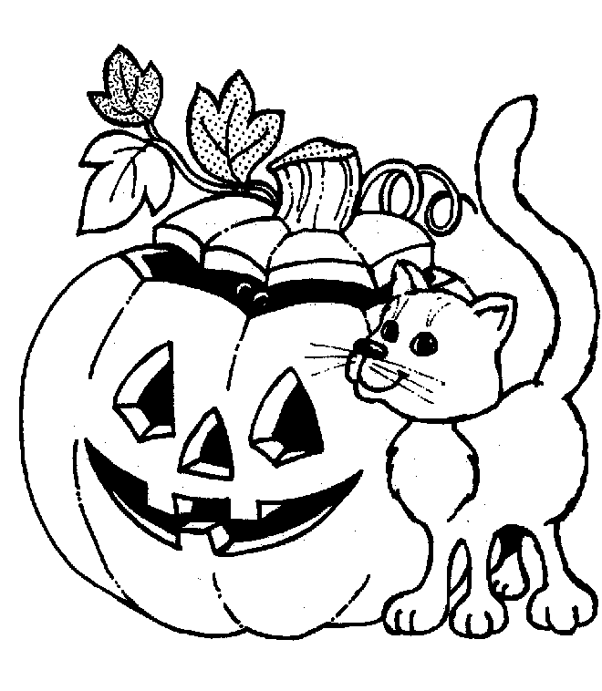 Coloring & Activity Pages: Jack-O-Lantern & Cat Coloring Page