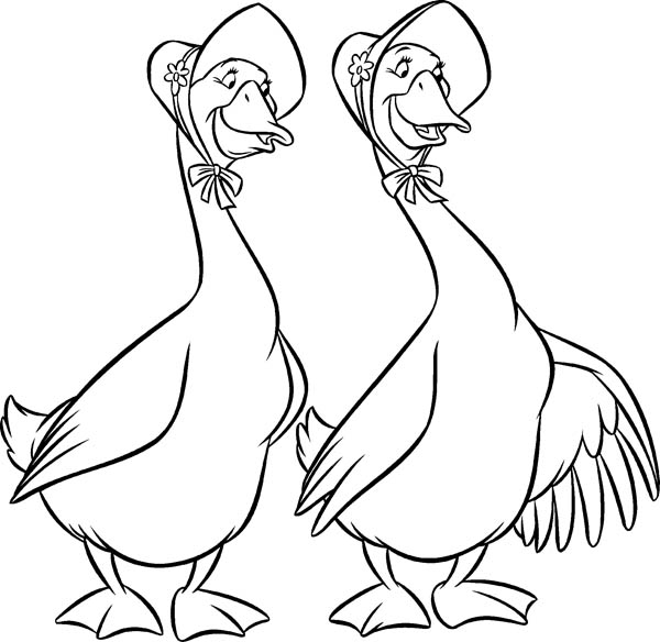 Aristocats Geese Abigail and Amelia in Goose Coloring Page - NetArt