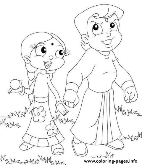 Chhota Bheem And Krishna Kids Coloring Pages Printable