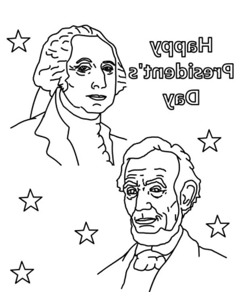 Happy Presidents Day With Lincoln And Washington Coloring Pages